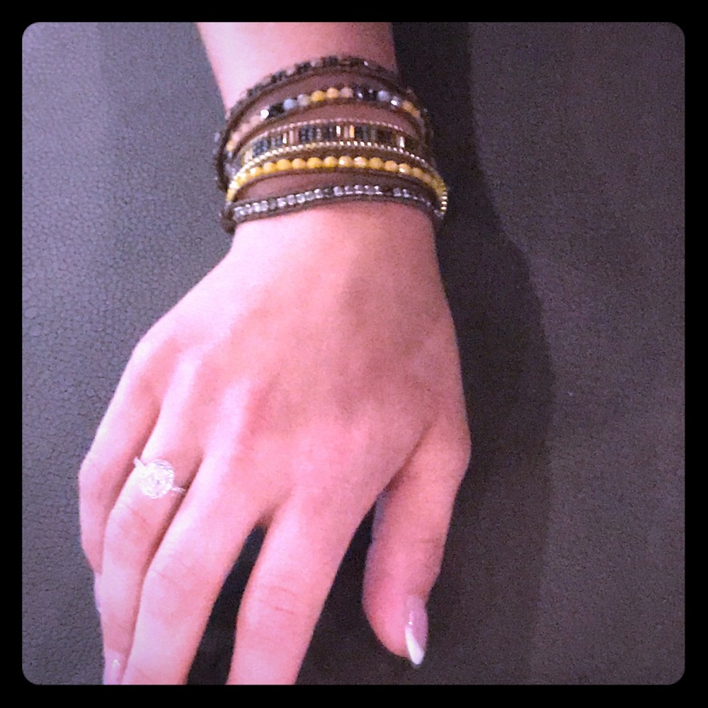 Leather wrap bracelet, adjustable length NWT
